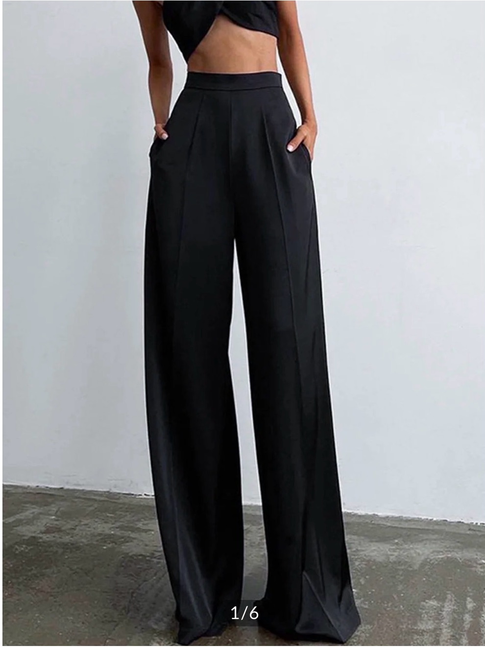 Commense Black High-Waist Wide-Leg Pants